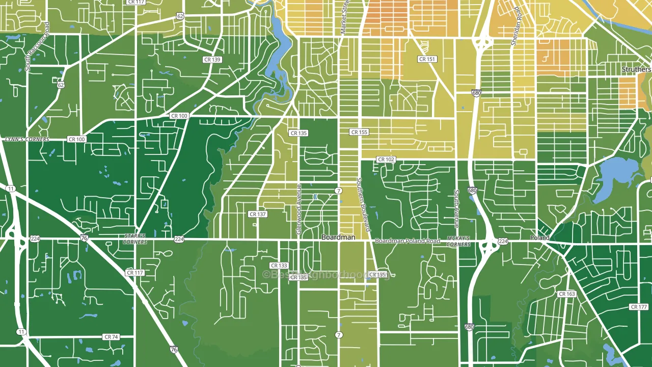 Boardman, OH block-group voter-turnout map