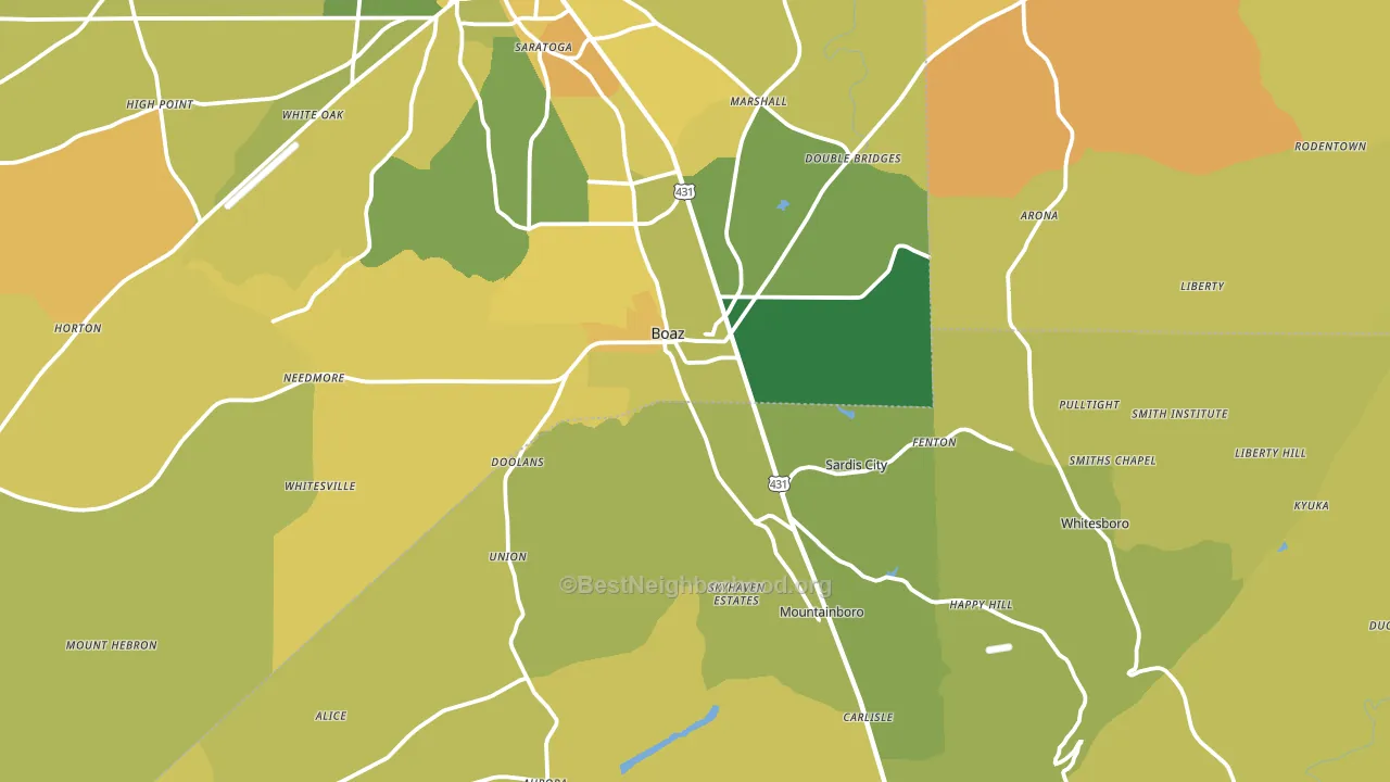 Boaz, AL block-group voter-turnout map