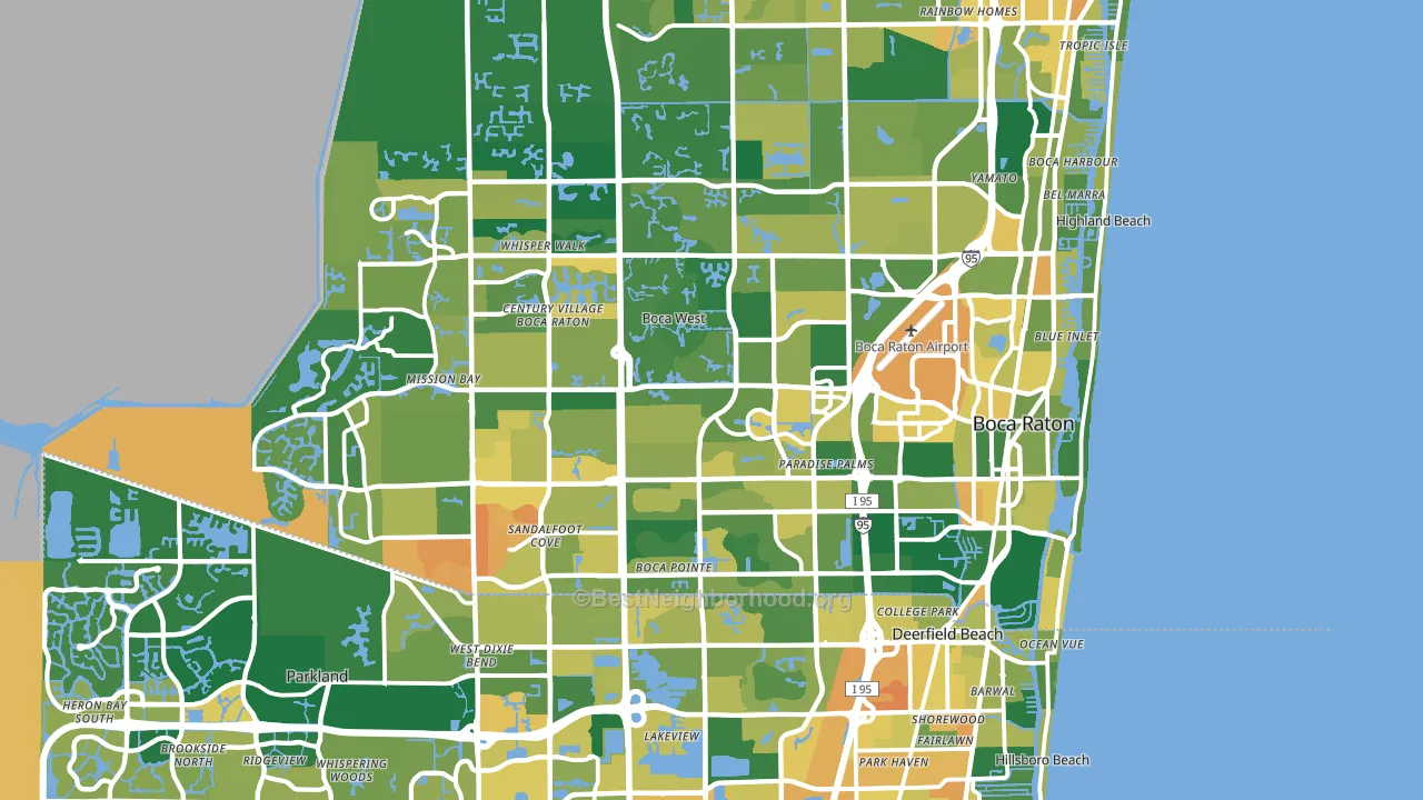 Boca Raton, FL block-group voter-turnout map