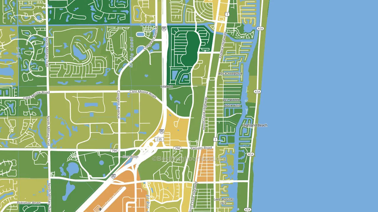 Boca Teeca, Boca Raton, FL block-group voter-turnout map
