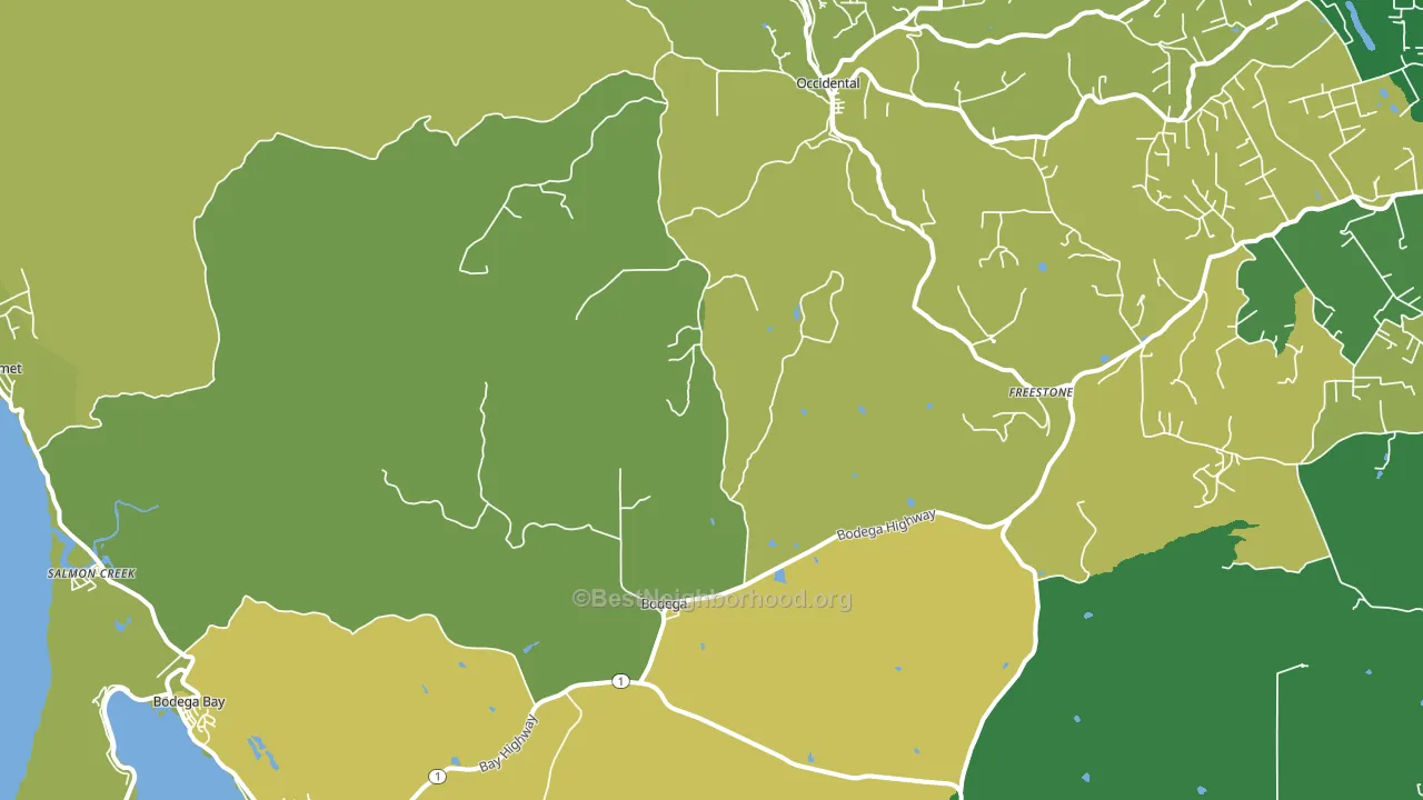 Bodega, CA block-group voter-turnout map