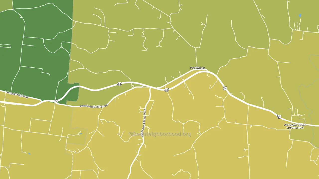 Bodenham, TN block-group voter-turnout map