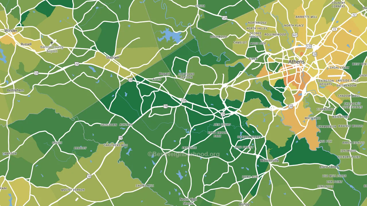 Bogart, GA block-group voter-turnout map