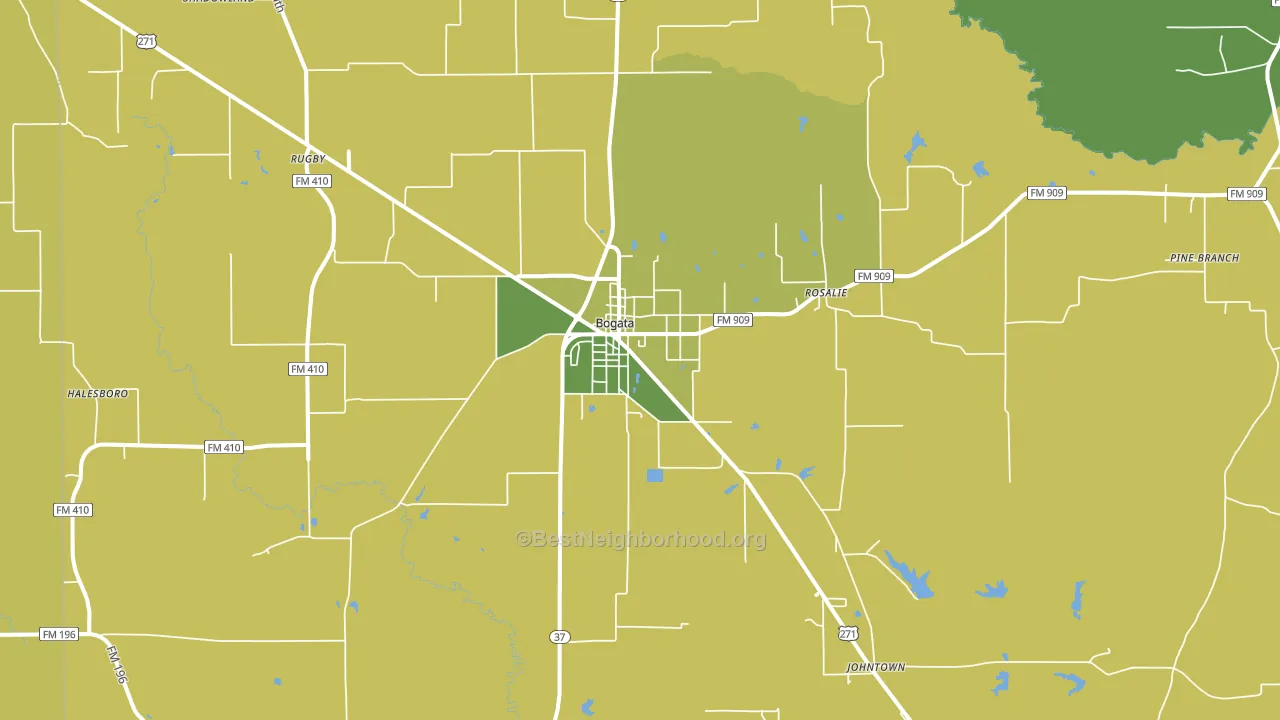 Bogata, TX block-group voter-turnout map