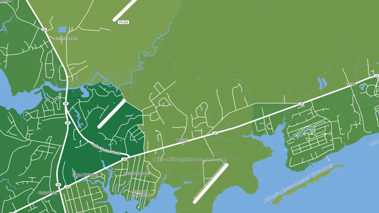 Bogue, NC block-group voter-turnout map