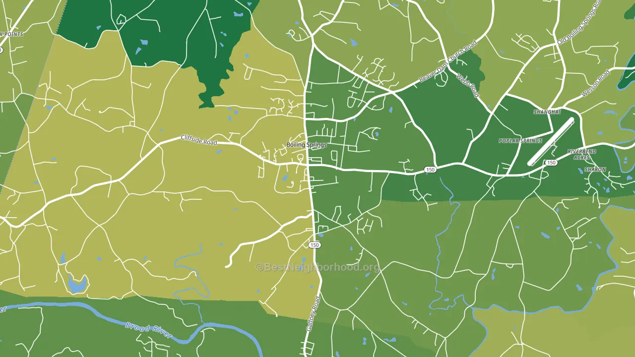 Boiling Springs, NC block-group voter-turnout map
