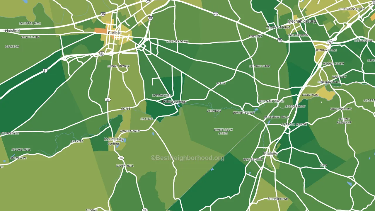 Boiling Springs, PA block-group voter-turnout map