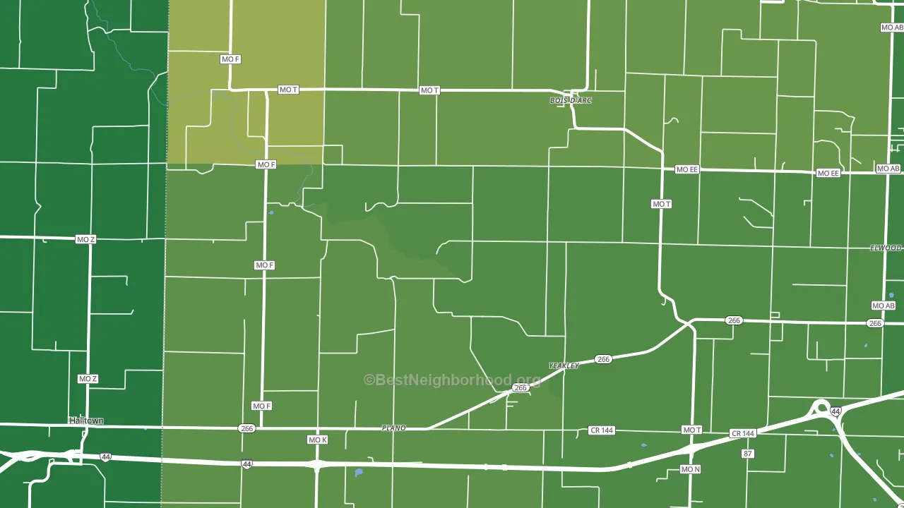 Bois D Arc, MO block-group voter-turnout map