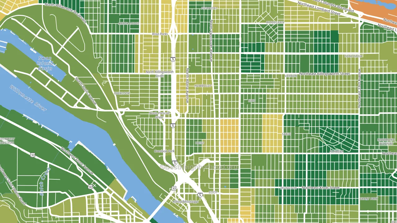 Boise, Portland, OR block-group voter-turnout map