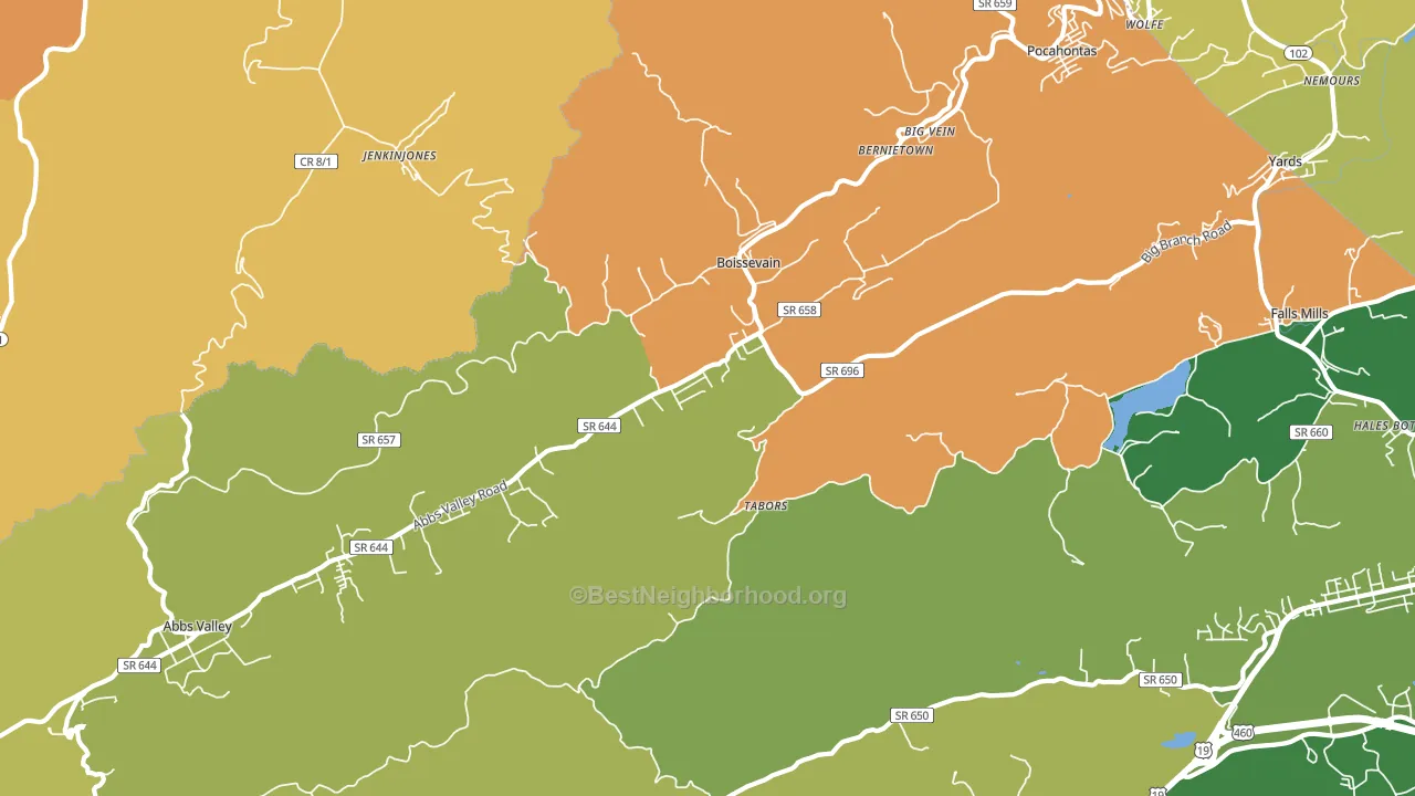 Boissevain, VA block-group voter-turnout map