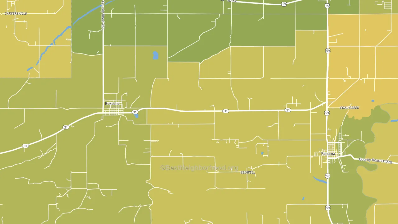 Bokoshe, OK block-group voter-turnout map