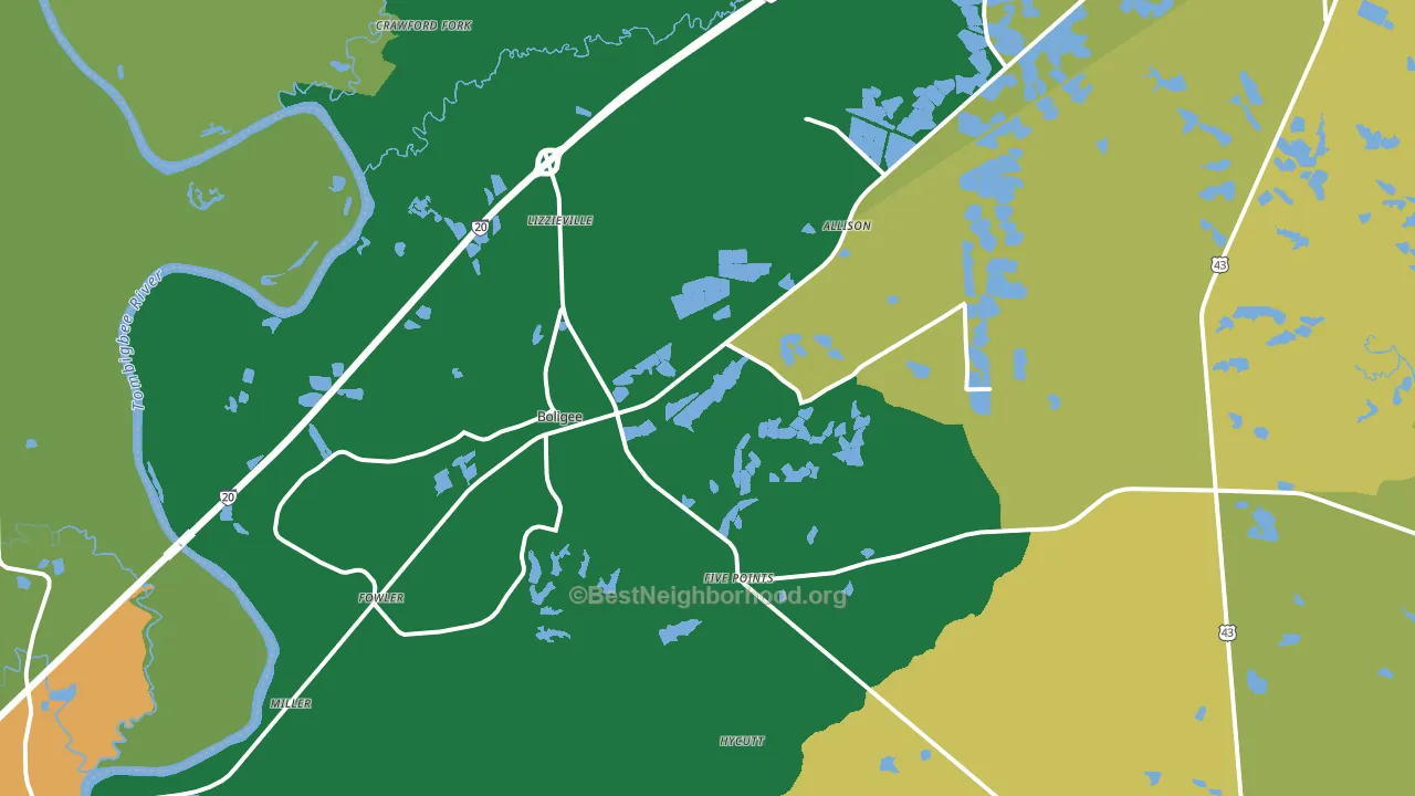 Boligee, AL block-group voter-turnout map