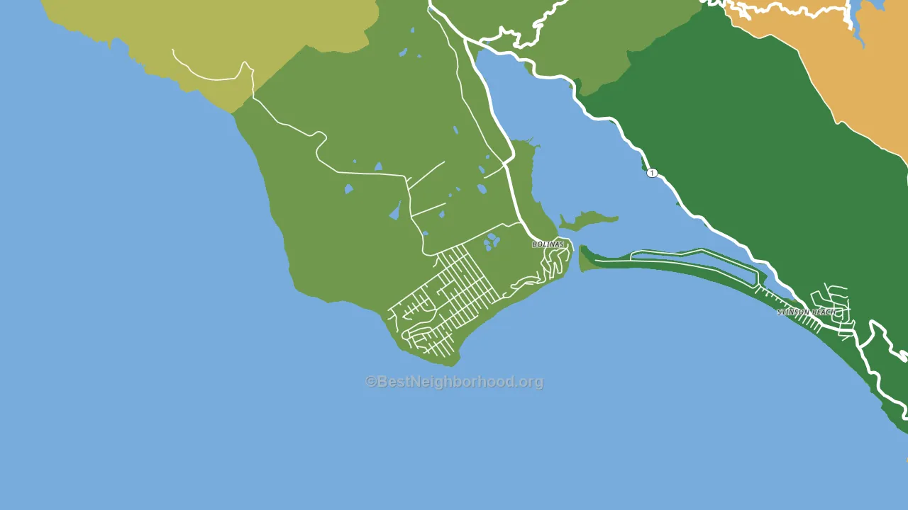 Bolinas, CA block-group voter-turnout map