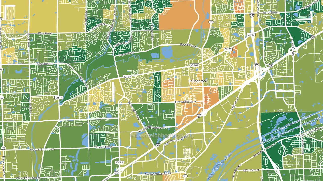 Bolingbrook, IL block-group voter-turnout map