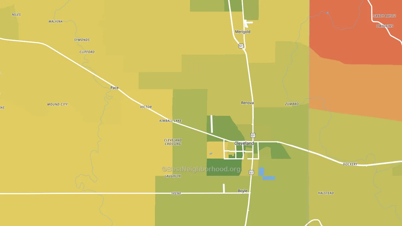 Bolivar County, MS block-group voter-turnout map