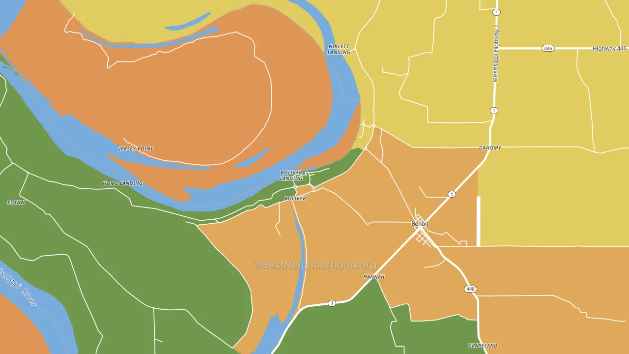 Bolivar, MS block-group voter-turnout map