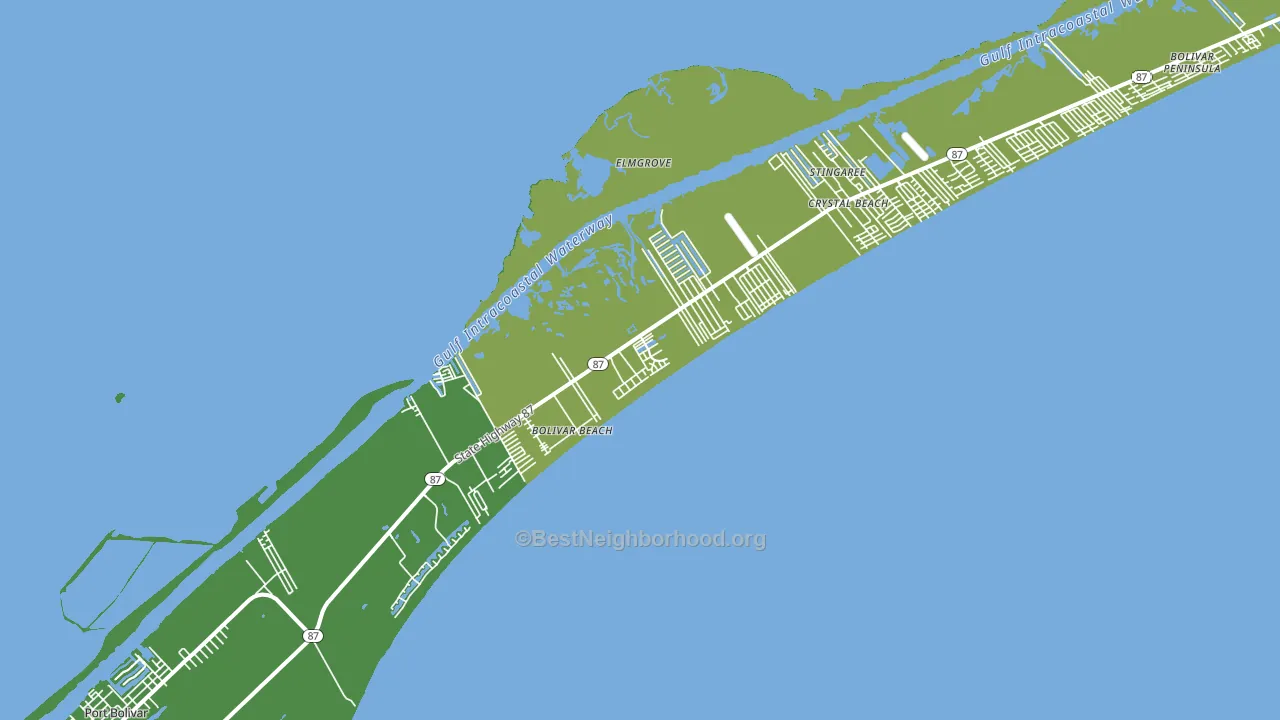 Bolivar Peninsula, TX block-group voter-turnout map