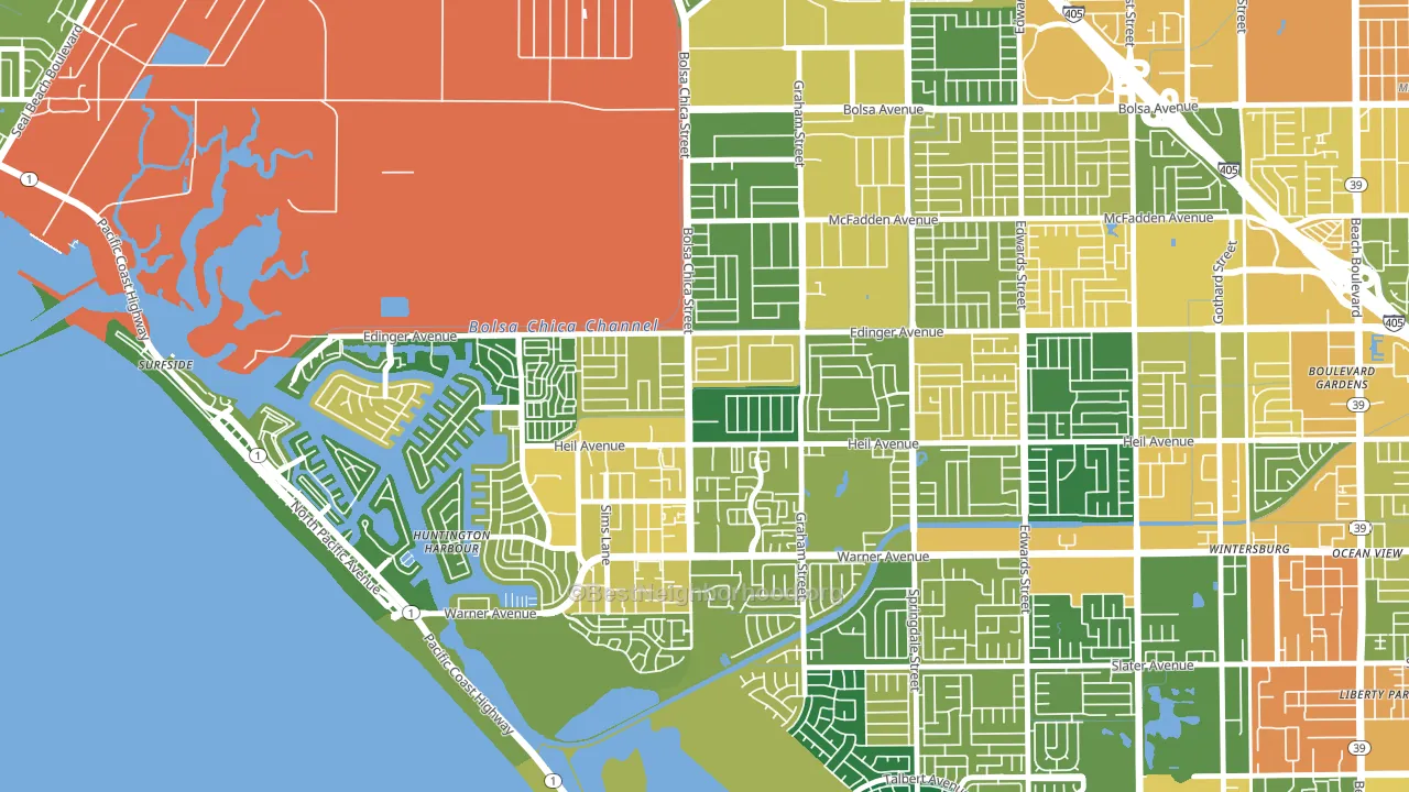Bolsa Chica-Heil, Huntington Beach, CA block-group voter-turnout map