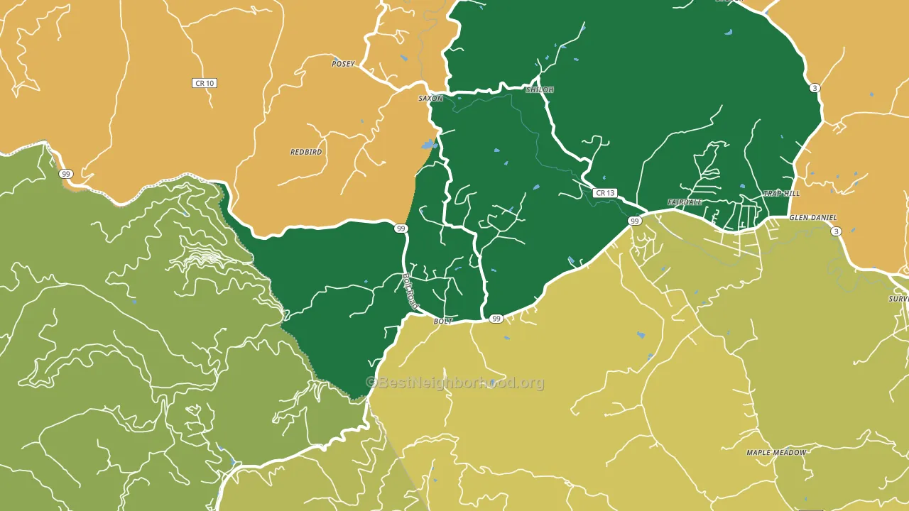 Bolt, WV block-group voter-turnout map