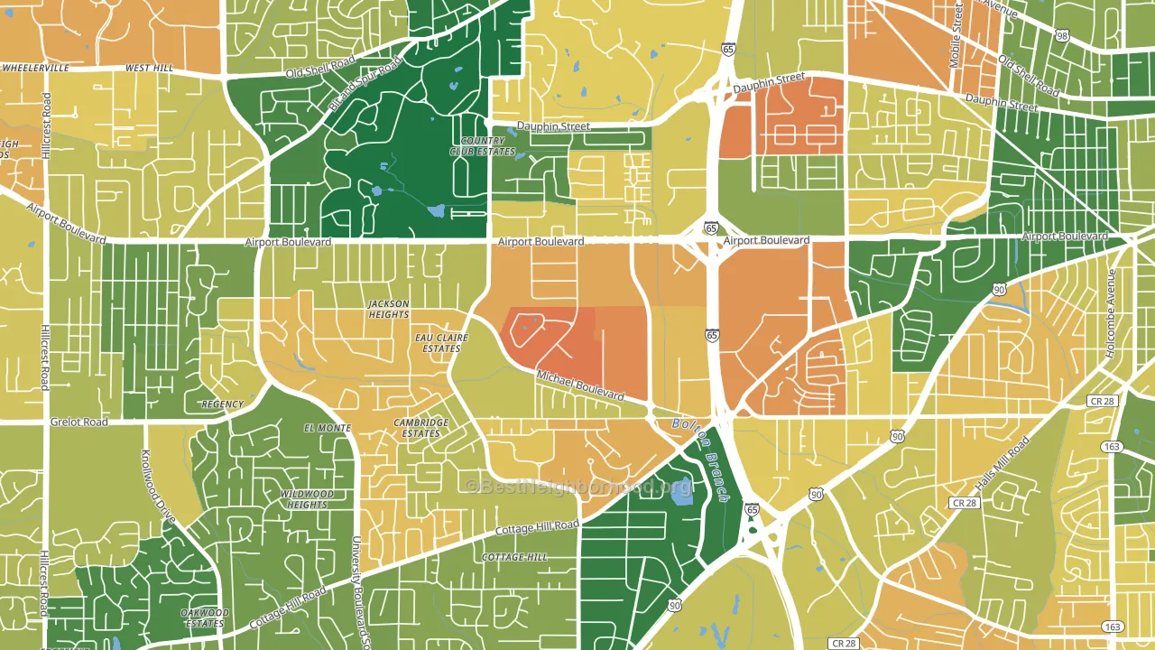 Bolton, Mobile, AL block-group voter-turnout map