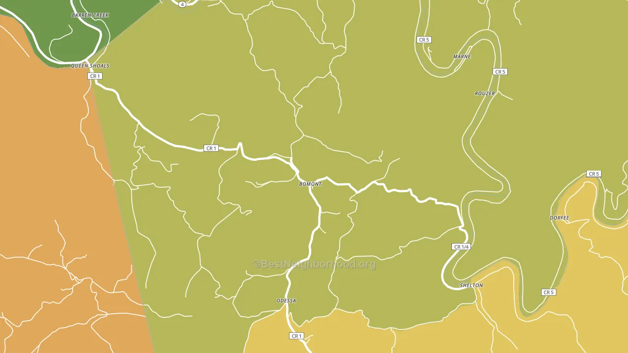 Bomont, WV block-group voter-turnout map
