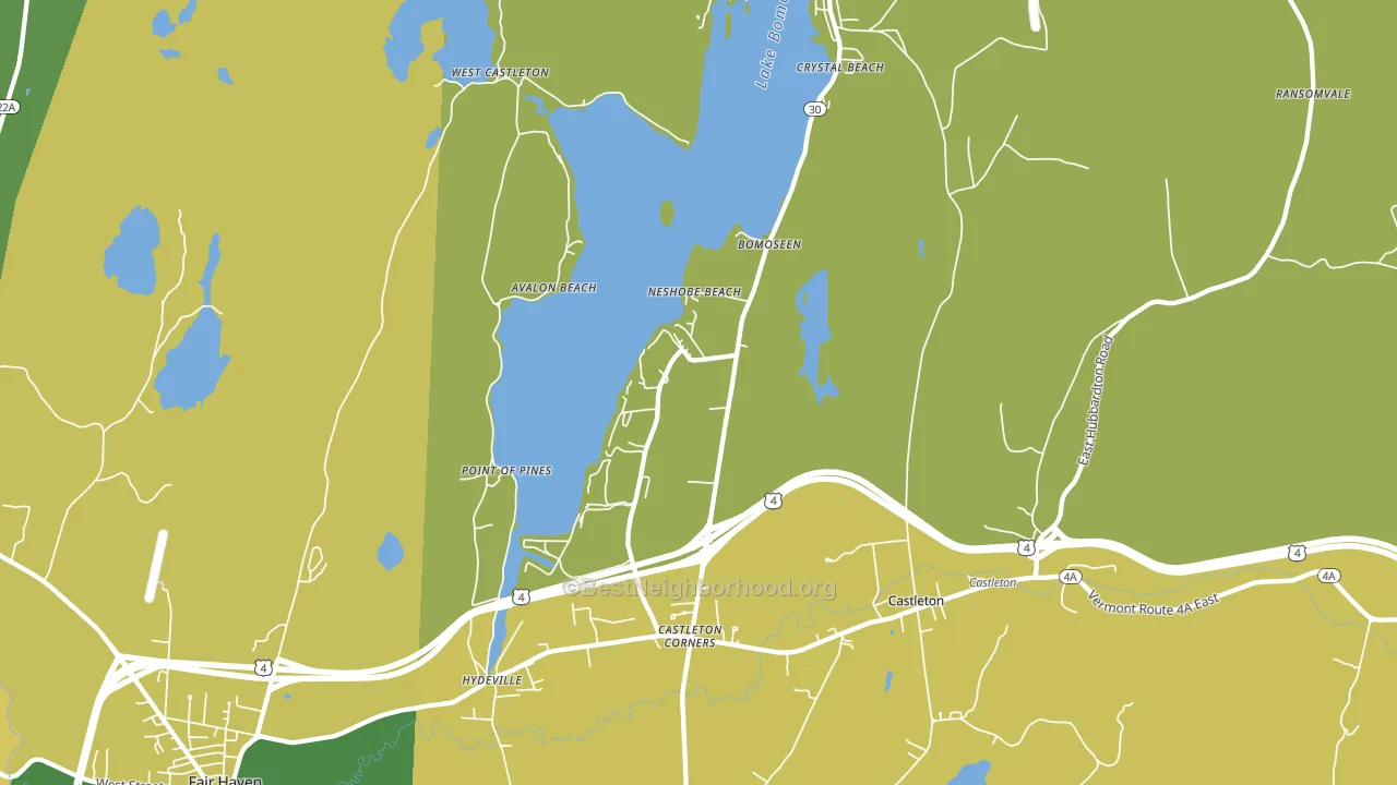 Bomoseen, VT block-group voter-turnout map