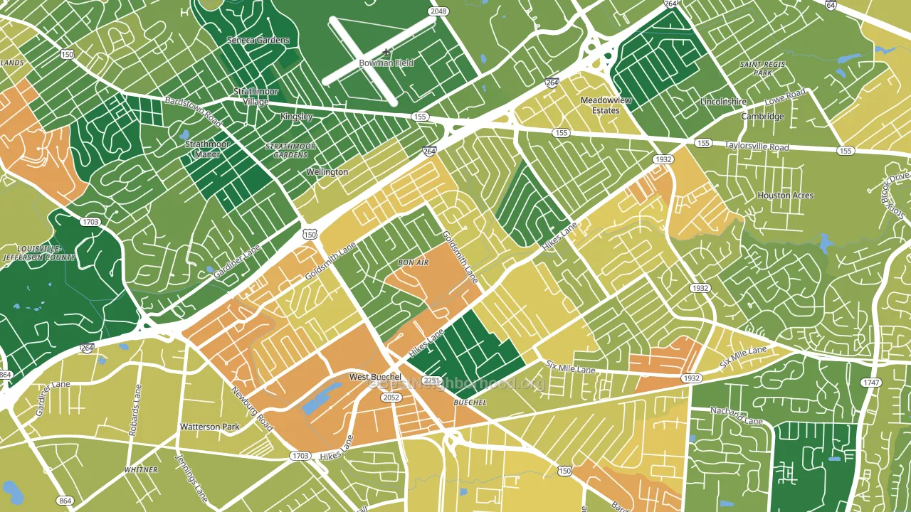 Bon Air, Louisville, KY block-group voter-turnout map