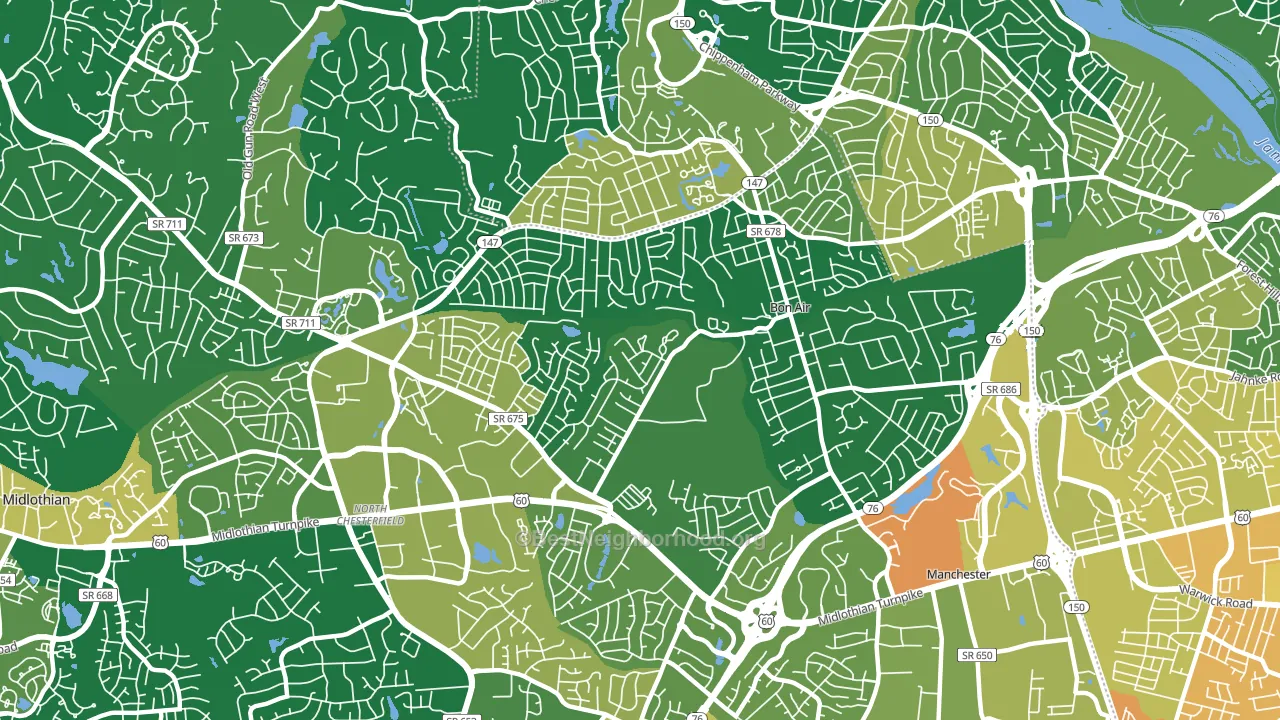 Bon Air, VA block-group voter-turnout map