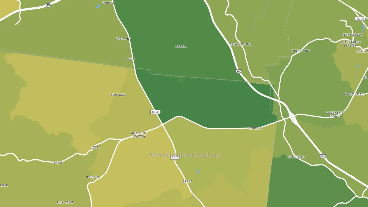Bon Aqua, TN block-group voter-turnout map