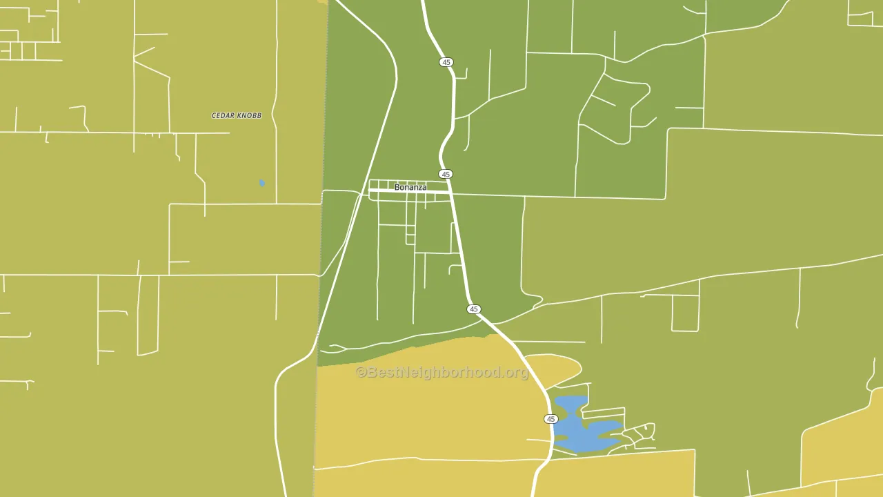 Bonanza, AR block-group voter-turnout map