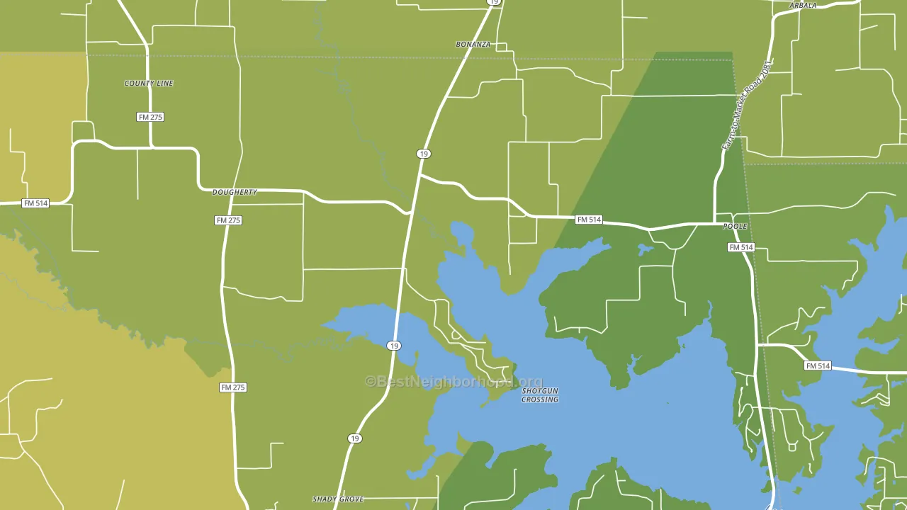 Bonanza, TX block-group voter-turnout map