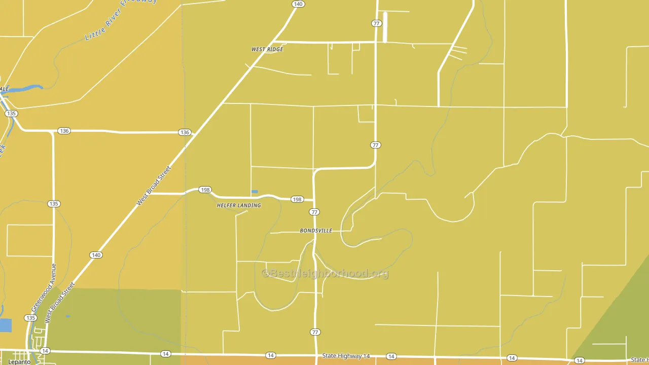 Bondsville, AR block-group voter-turnout map