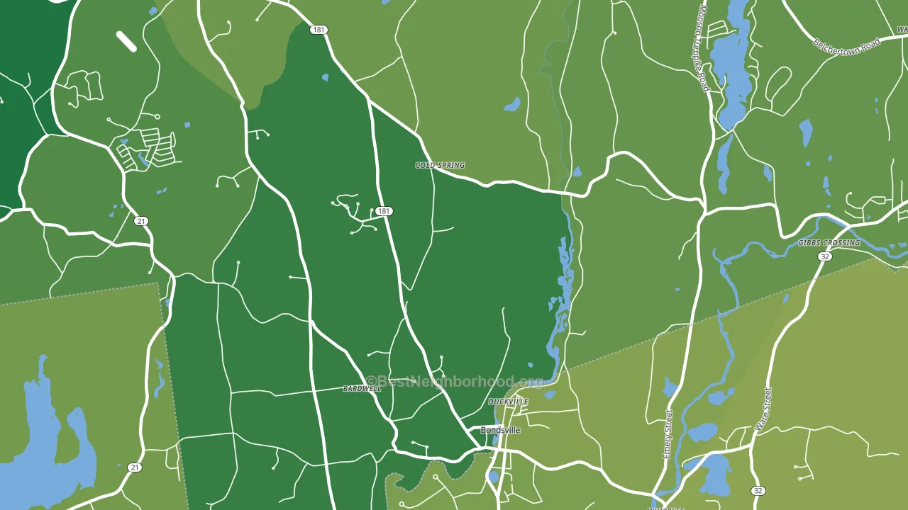 Bondsville, MA block-group voter-turnout map