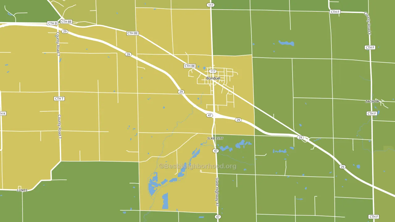 Bonduel, WI block-group voter-turnout map