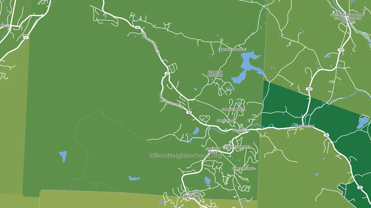 Bondville, VT block-group voter-turnout map