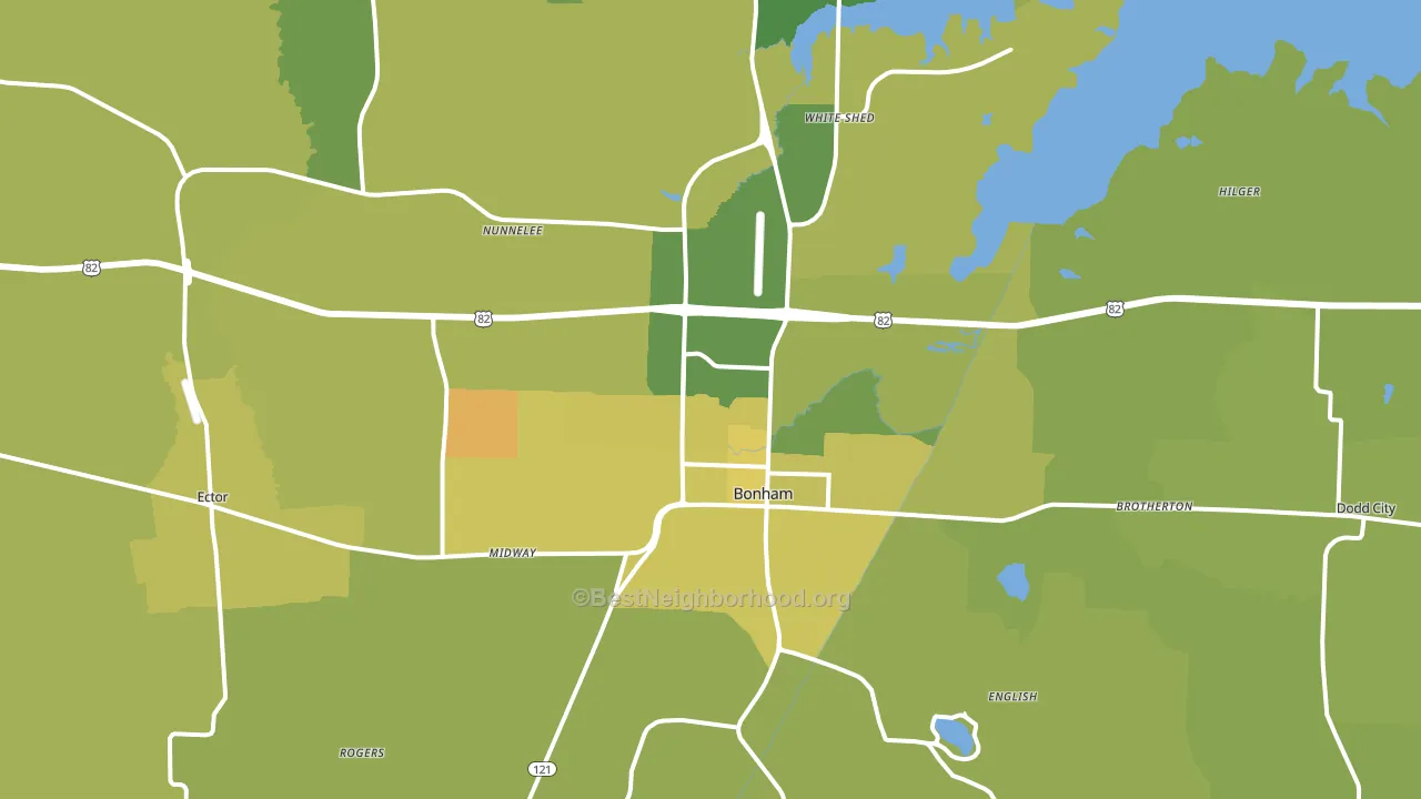 Bonham, TX block-group voter-turnout map