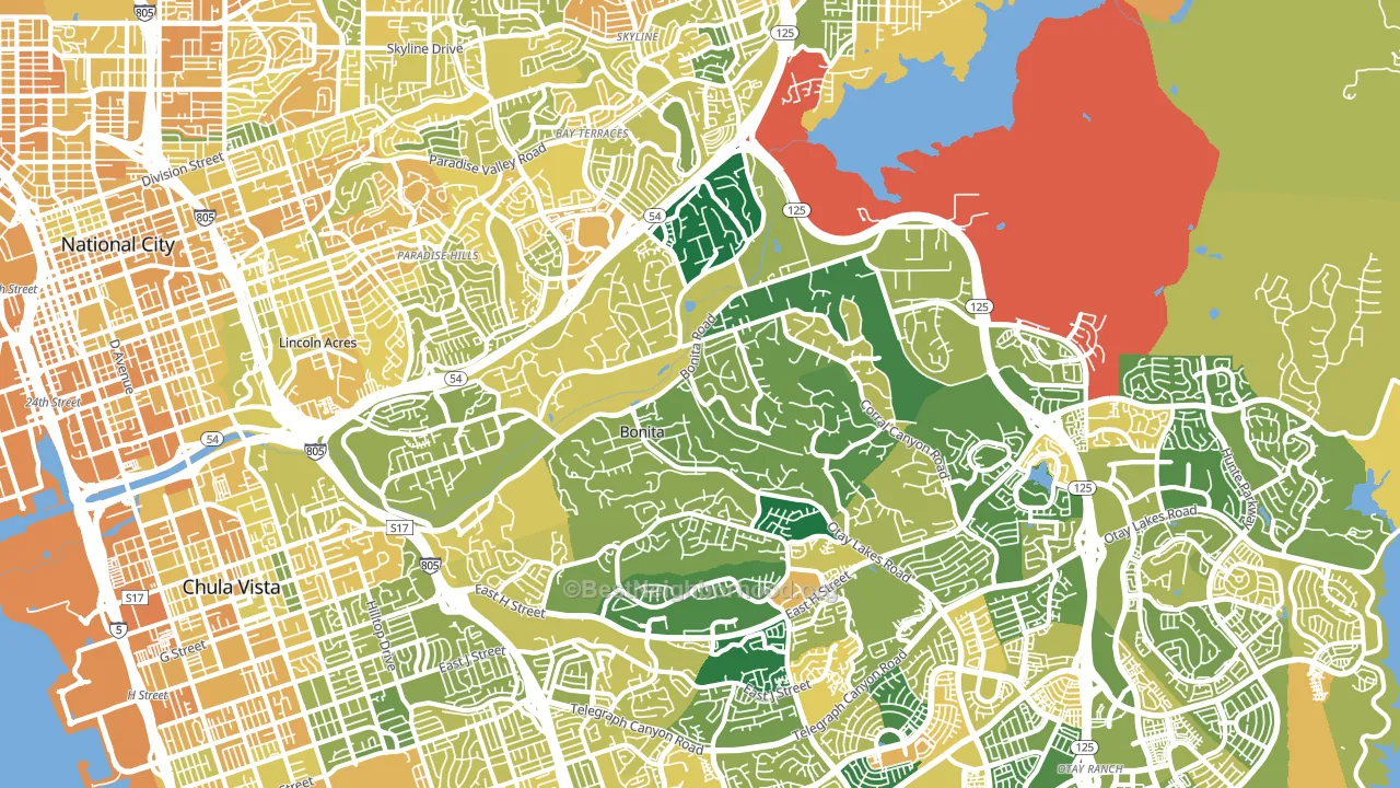 Bonita, CA block-group voter-turnout map