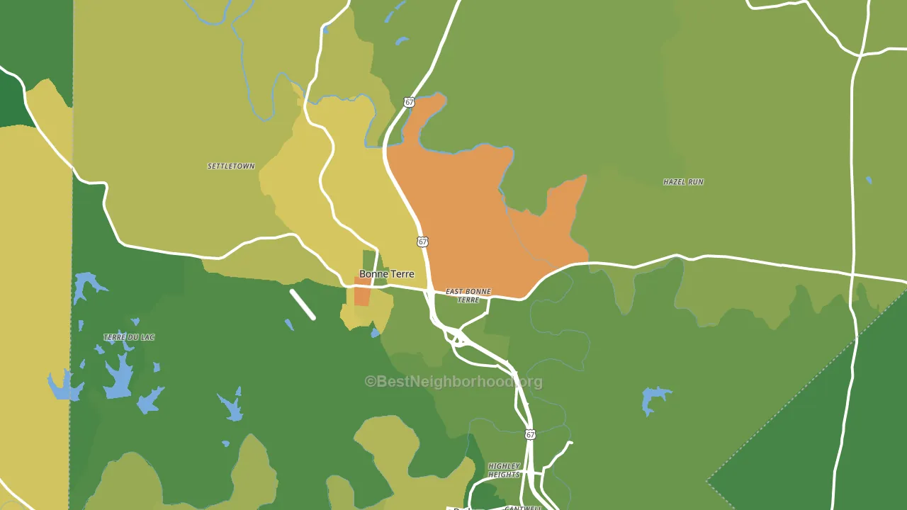 Bonne Terre, MO block-group voter-turnout map