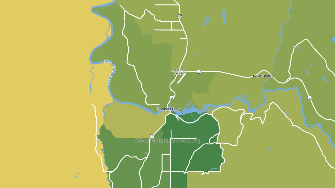 Bonners Ferry, ID block-group voter-turnout map