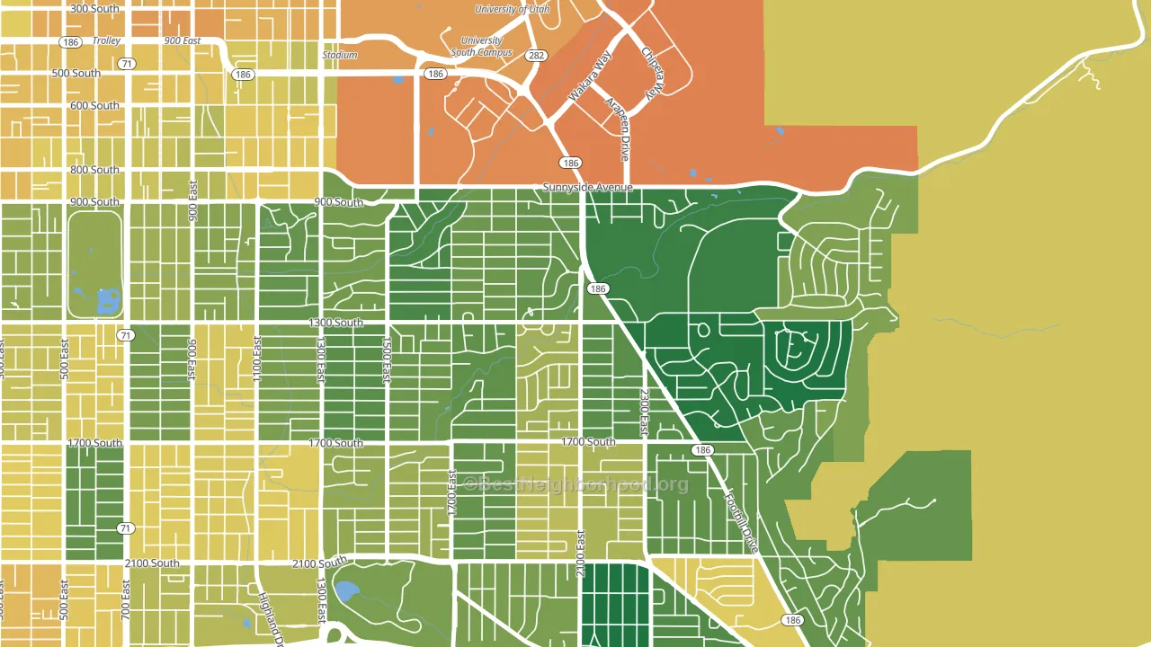 Bonneville Hills, Salt Lake City, UT block-group voter-turnout map
