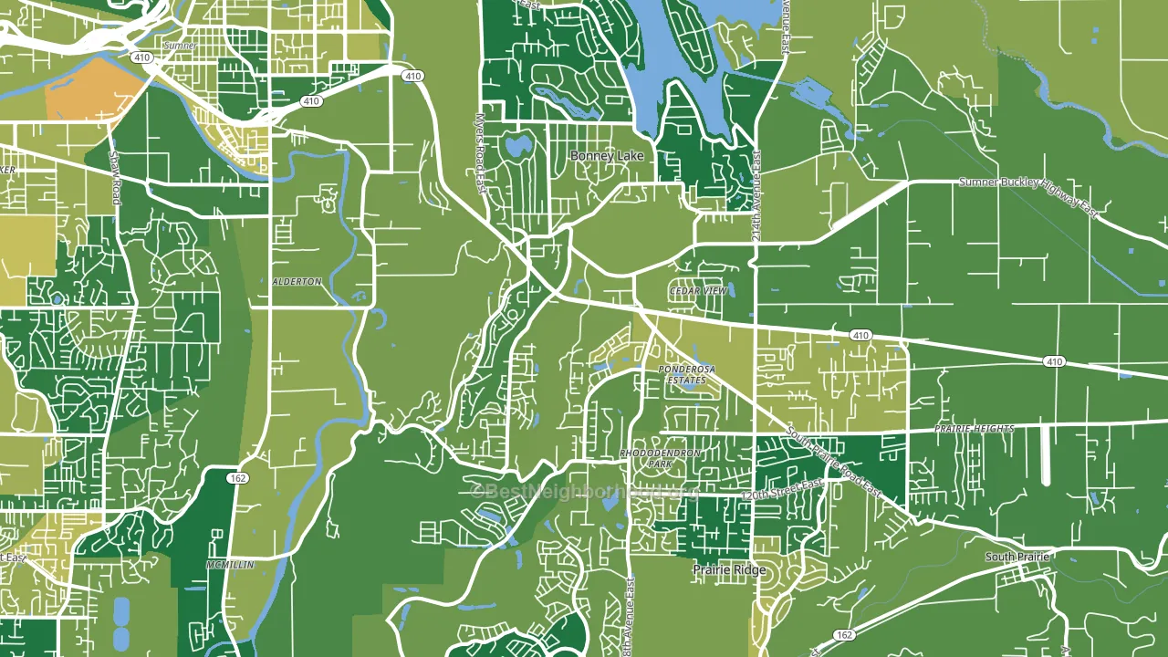 Bonney Lake, WA block-group voter-turnout map