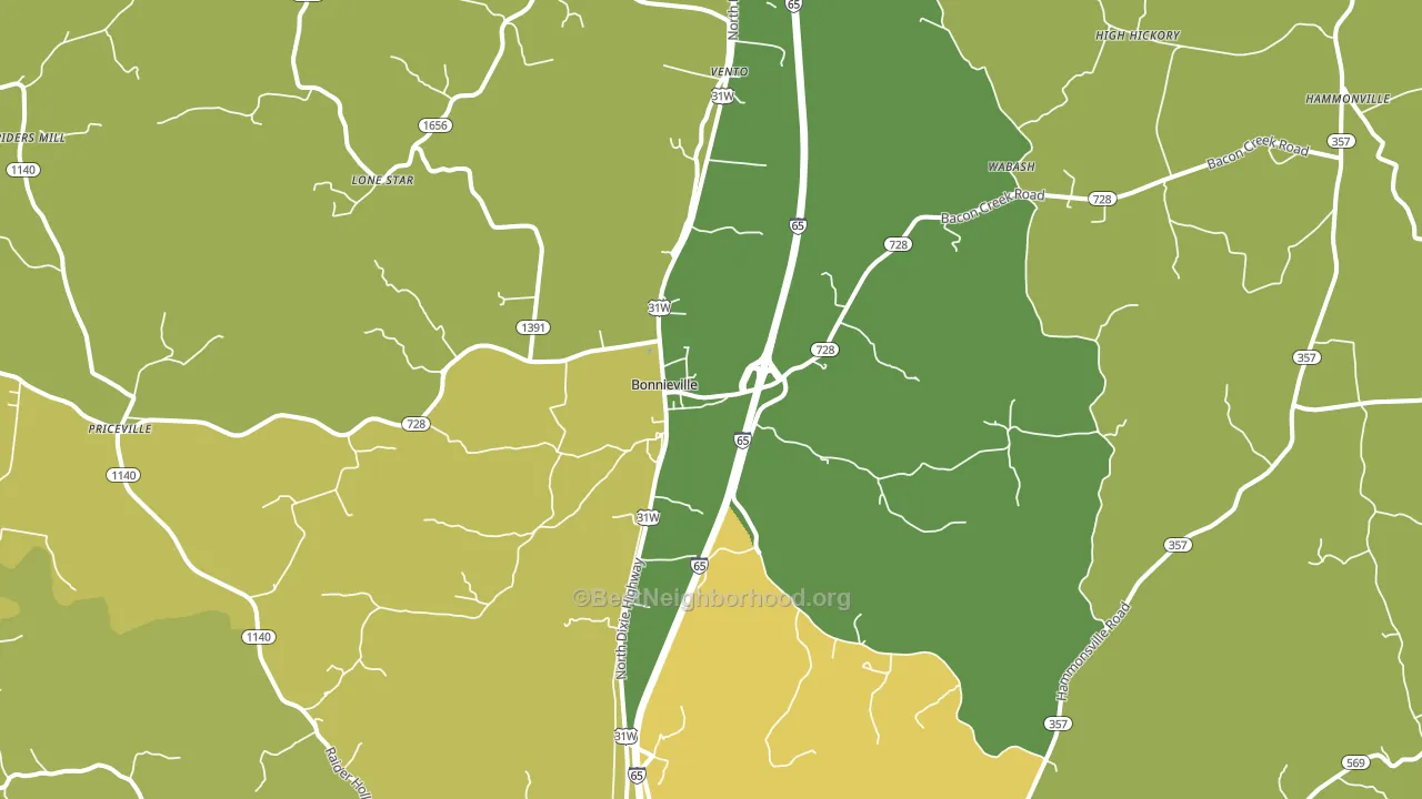 Bonnieville, KY block-group voter-turnout map