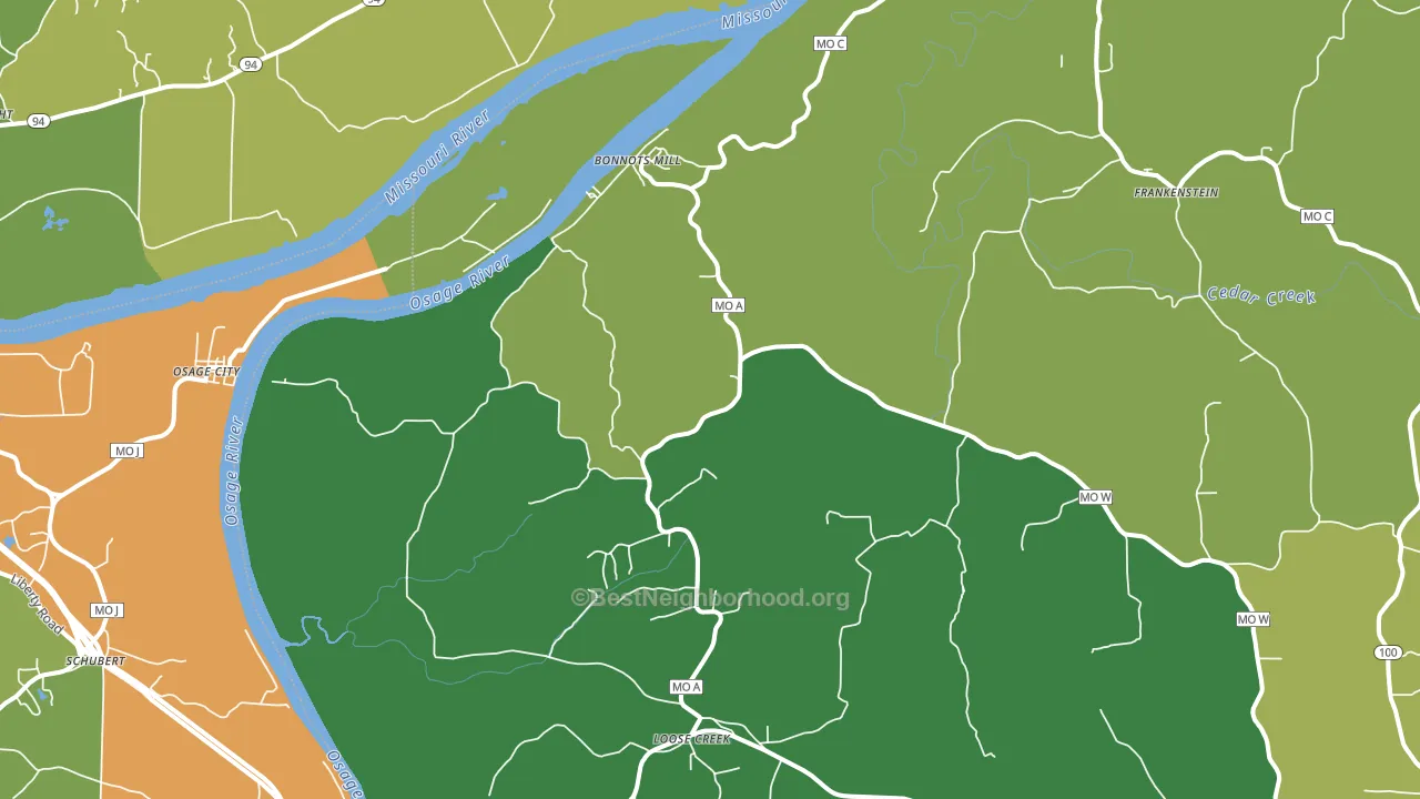 Bonnots Mill, MO block-group voter-turnout map