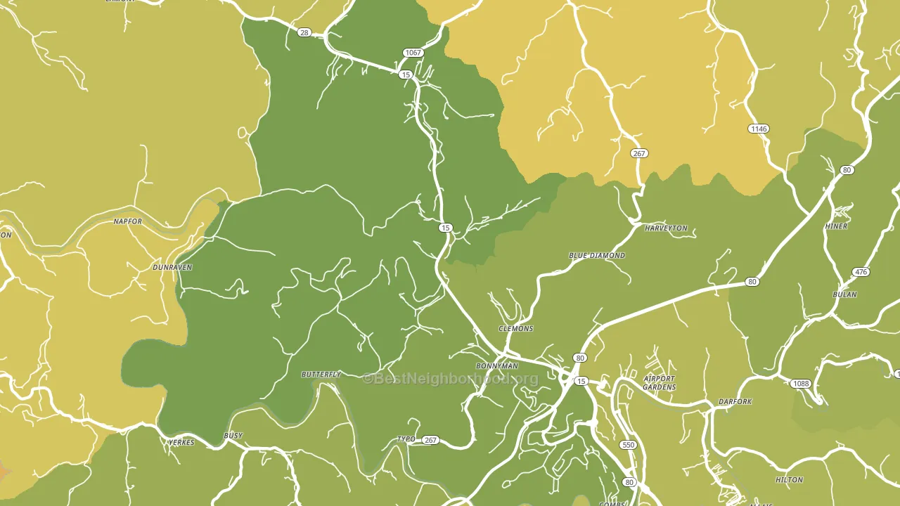 Bonnyman, KY block-group voter-turnout map