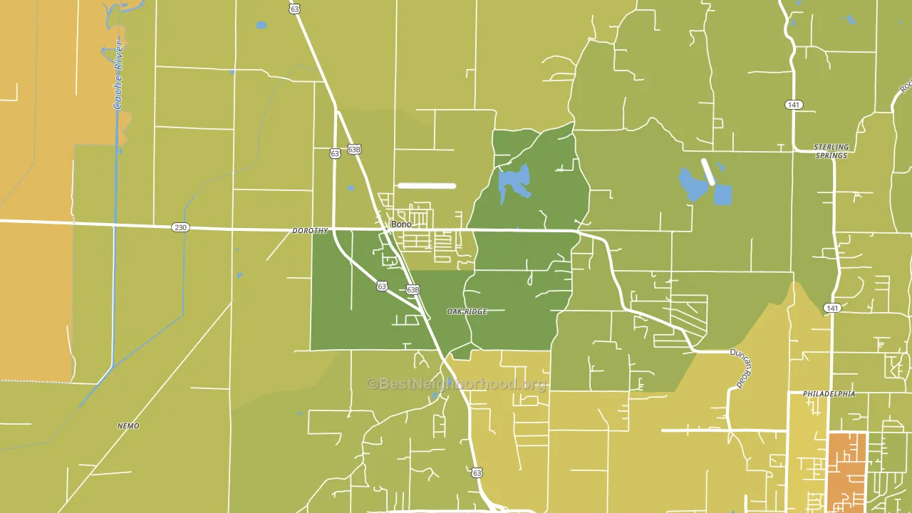 Bono, AR block-group voter-turnout map
