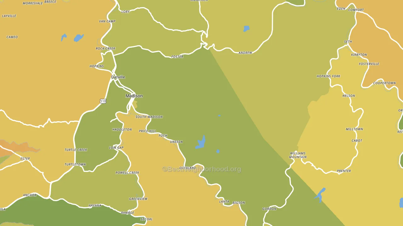 Boone County, WV block-group voter-turnout map