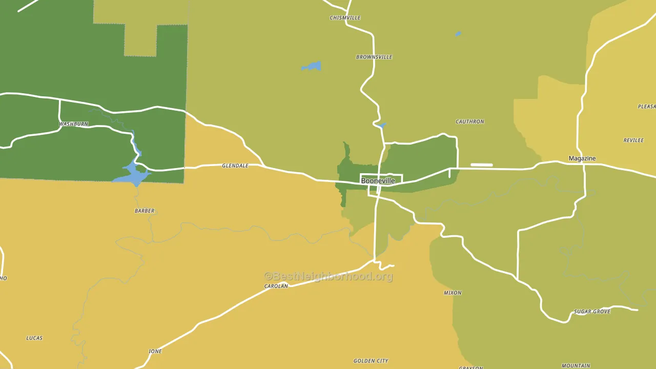Booneville, AR block-group voter-turnout map