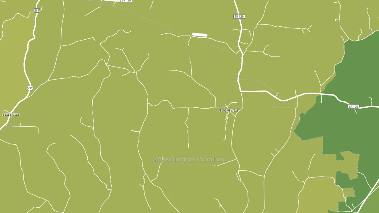 Booneville, TN block-group voter-turnout map