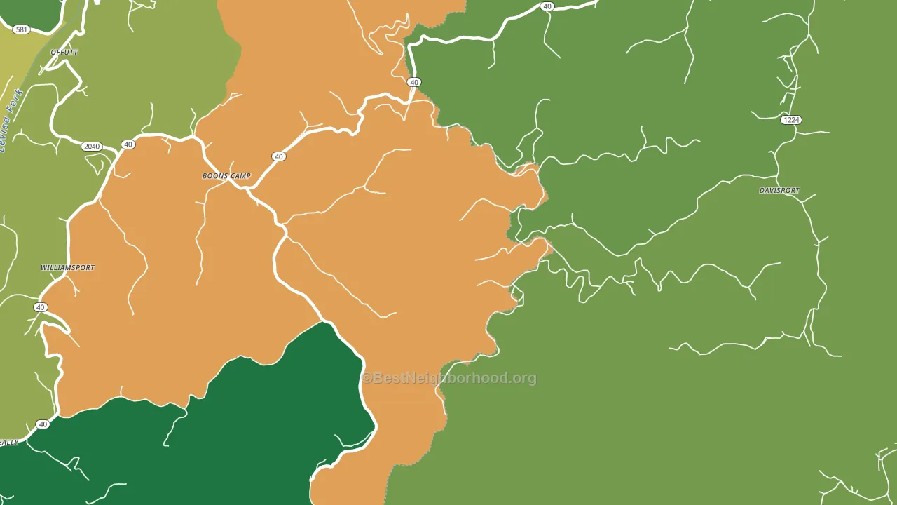 Boons Camp, KY block-group voter-turnout map