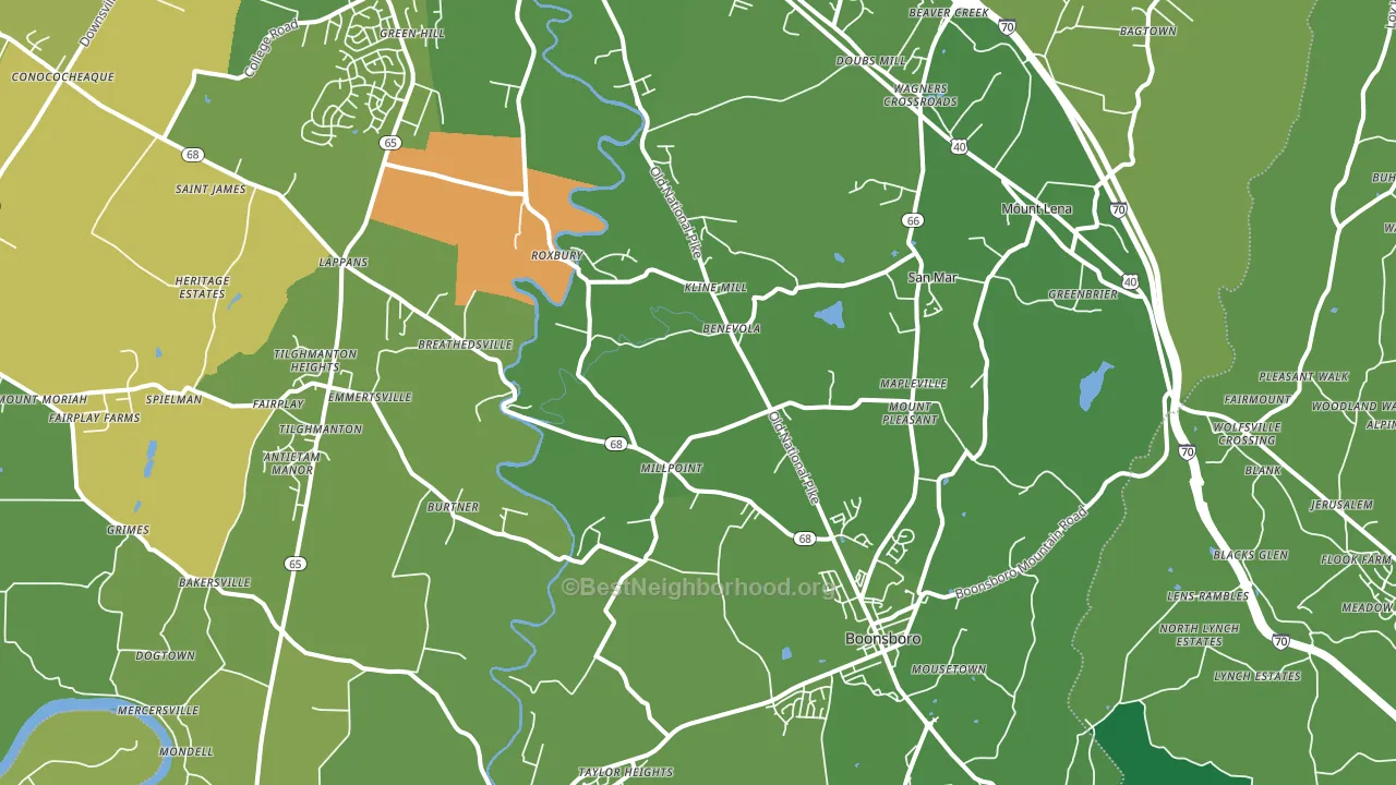 Boonsboro, MD block-group voter-turnout map